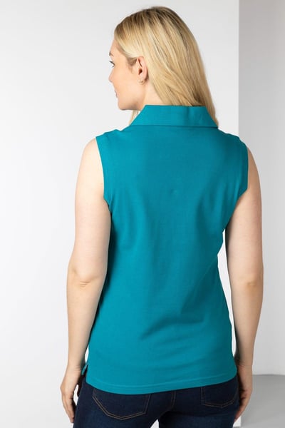 Ärmelloses Damen-Poloshirt Charlie - Blaugrün