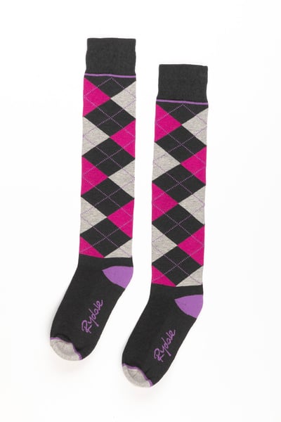 Damen Argyle Kniestrümpfe - Dunkelgrau