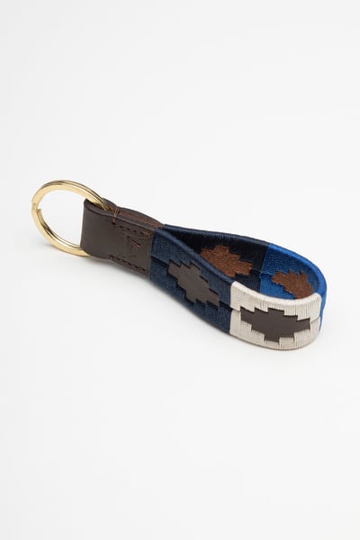 Leather Loop Polo Keyring - Askwith - Blue/White/Navy