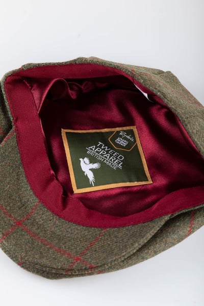 Men's Keepers Tweed Flat Cap - Danby - Khaki/Red Check