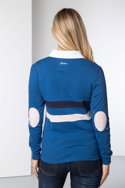Ladies Rugby Shirt - Cropton 2 Stripe - Blue