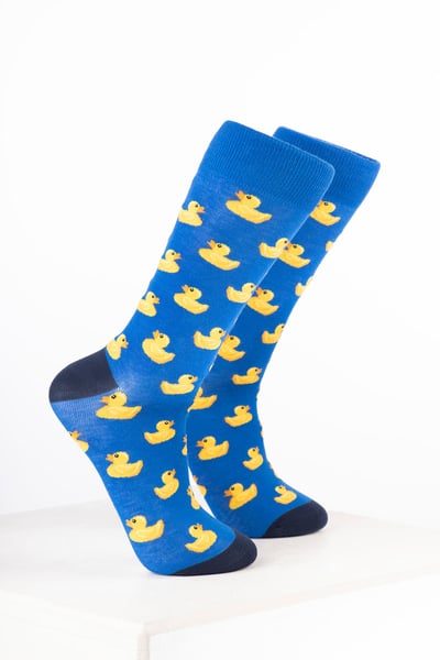 Men's Bamboo Rich Bird Ankle Socks - Rubber Duck Blue