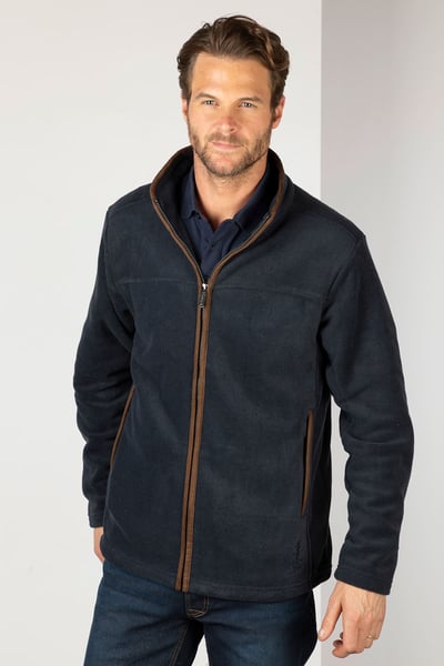 Herren-Fleecejacke mit durchgehendem Reißverschluss – Huggate - Tinte