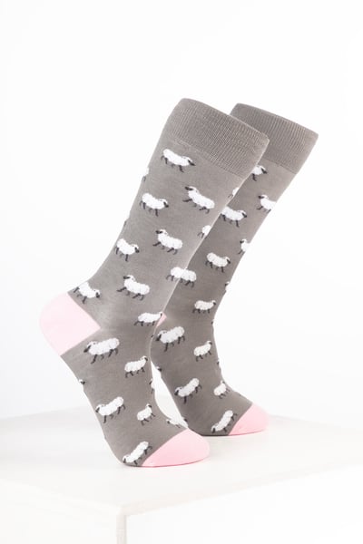 Damen-Knöchelsocken mit Tiermotiven - Schaf Grau