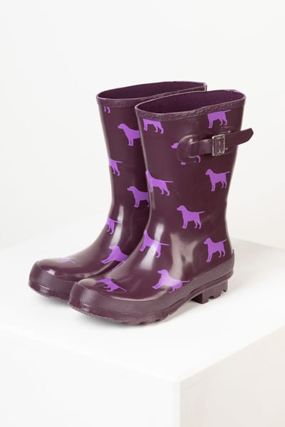 Ladies Mid Calf Wellies - Ripon - Wagging Dog Purple