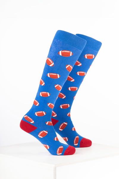 Kids Rugby Print Welly Socks - Rugby Blue