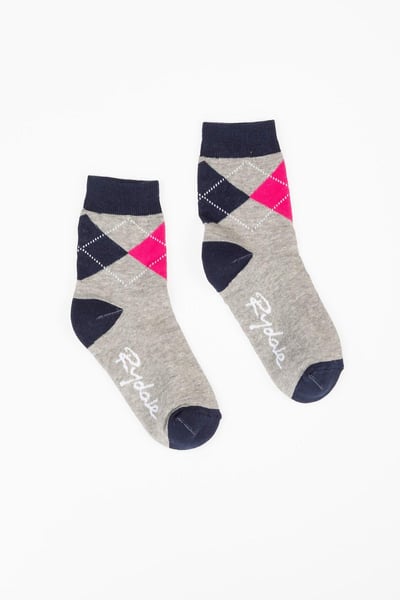 Junior Argyle Ankle Socks - Grey Marl