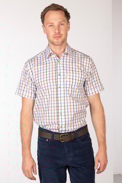 Men's Short Sleeved Check Shirt - Stamford Multi