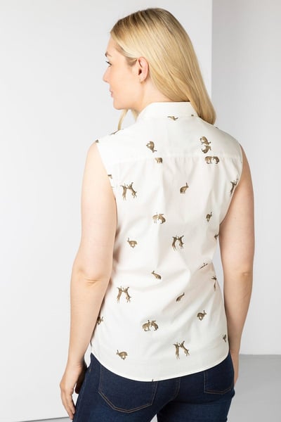 Ladies Sleeveless Shirt With Collar - Wistow II - Hare White