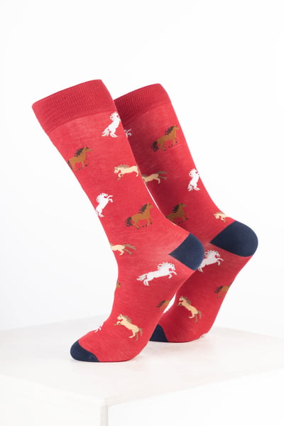 Damen-Knöchelsocken mit Pferdemotiv - Pony Erdbeere