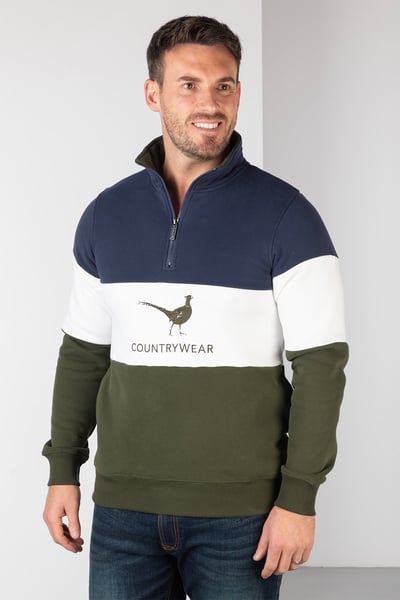 Sudadera de hombre - Byland - Faisán Azul marino/Blanco/Oliva