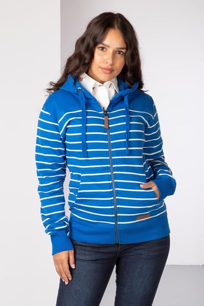 Ladies Lucy Striped Full Zip Hoody - Pacific/Vanilla