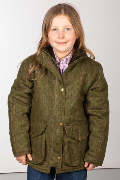 Girls Tweed Jacket - Wrelton - Dark Green Tweed