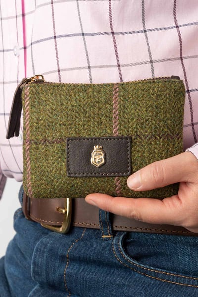 Ladies Tweed Coin Purse - Helmsley - Dark Green
