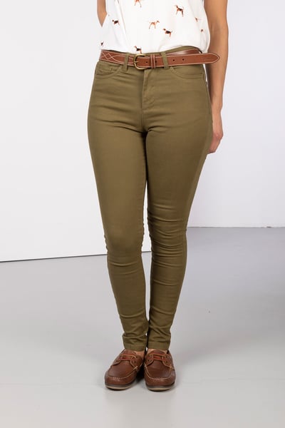 Ladies Embroidered Jeans - Ella - Khaki