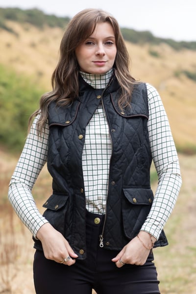 Ladies Diamond Quilted Wax Waistcoat II - Black