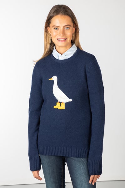 Ladies Crew Neck Character Knit Jumper - Puddles The Duck