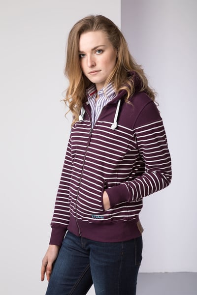 Damen Etton Full Zip Hooped Hoody - Beere