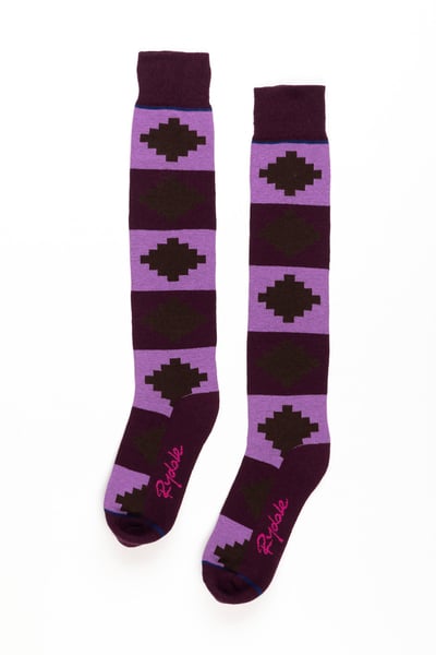 Ladies Polo Knee Length Riding Socks - Berry