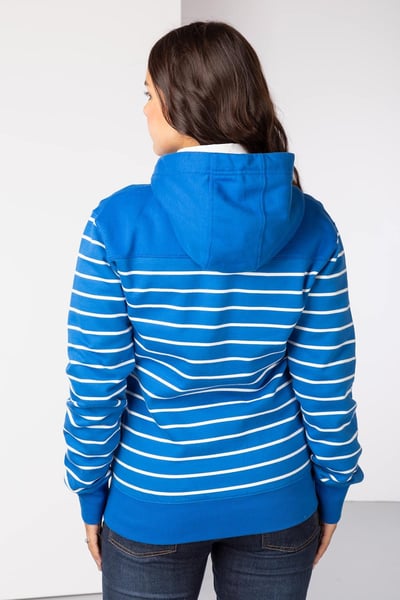 Ladies Lucy Striped Full Zip Hoody - Pacific/Vanilla