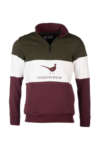 Sudadera de hombre - Byland - Vino Faisán/Blanco/Aceituna