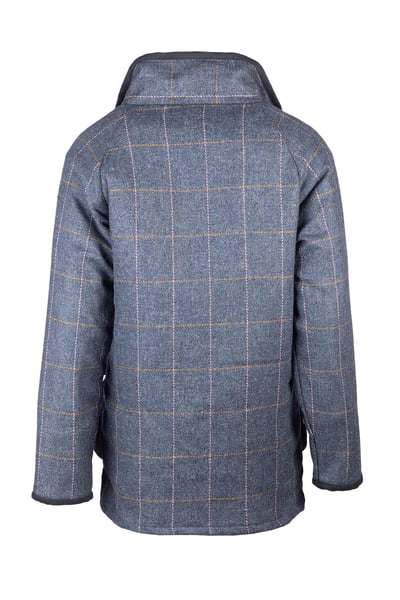 Ladies Long Tweed Coat - Dark Blue Tweed