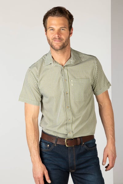 Kurzärmlige Karohemden für Herren - Millington Olive