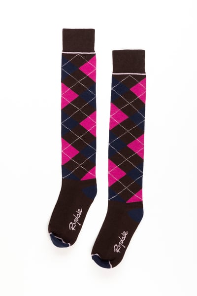 Damen Argyle Kniestrümpfe - Dunkelbraun