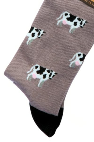 Calcetines funky de bambú para hombre - Vaca de pie