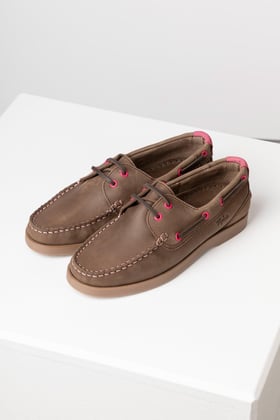 Ladies Leather Deck Shoes - Reighton - Dark Brown
