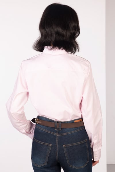 Rüschenhemd für Damen aus Oxford-Baumwolle - Ivy - Rosa