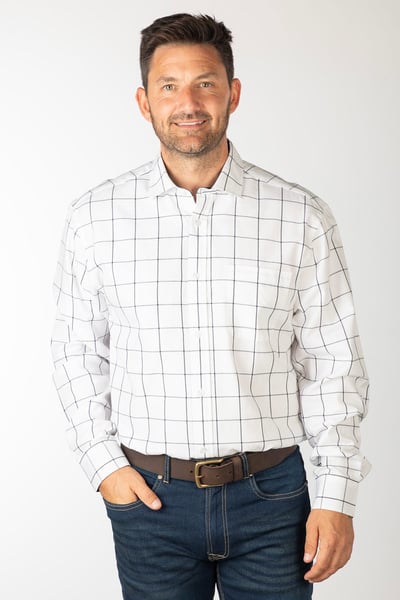 Men's Cotton Twill Country Shirt - Ilkley Dark Navy