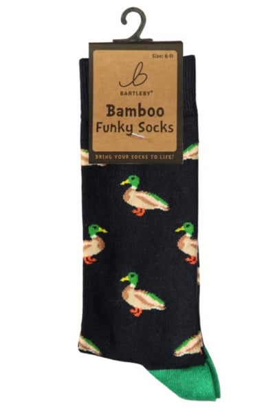 Calcetines funky de bambú para hombre - Ánade real de campo