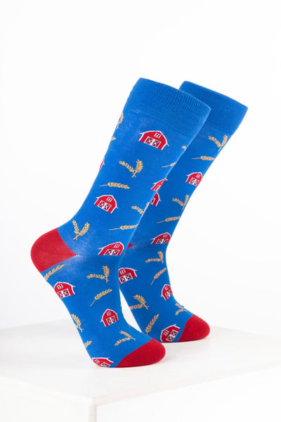 Men’s Bamboo Rich Farm Ankle Socks - Barn Blue