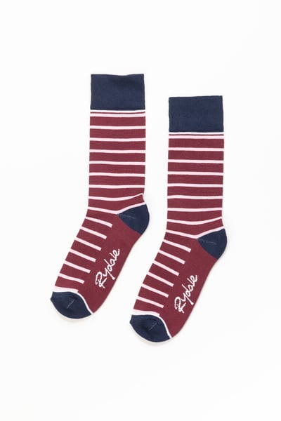 Ladies Striped Ankle Socks - Burgundy