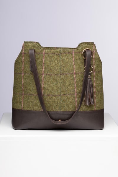 Damen-Beuteltasche aus Tweed – Helmsley - Dunkelgrün