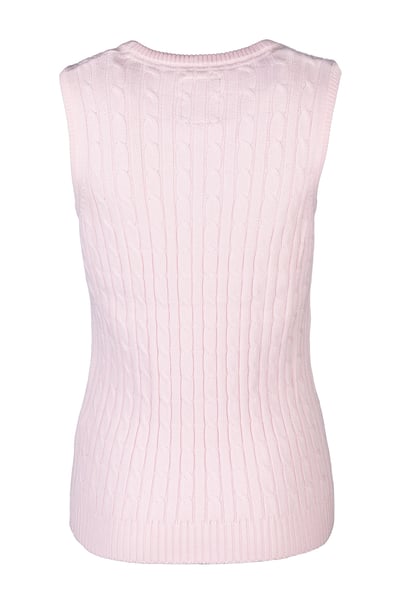 Ladies V Neck Cable Knit Vest- Emma - Soft Pink