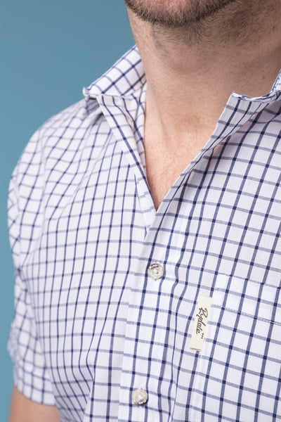 Men's Short Sleeved Check Shirts - Richmond Navy/white