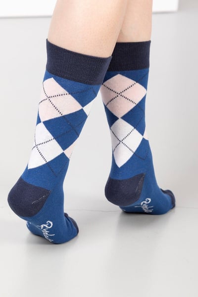 Ladies Argyle II Ankle Socks - Blue