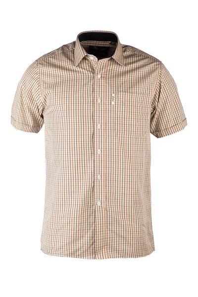 Men's Cotton-Rich Short Sleeved Shirts - Poacher Beige