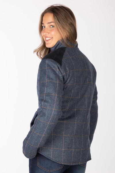 Ladies Padded Tweed Jacket - Haworth - Dark Blue
