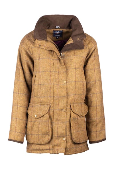 Ladies Long Tweed Coat - Beige Tweed