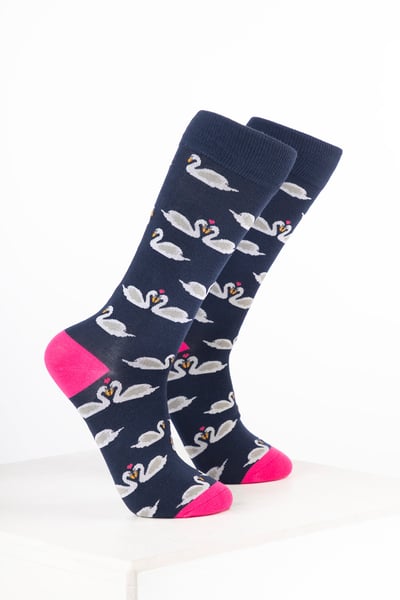 Damen-Knöchelsocken mit Vogelmotiv - Schwan Marineblau