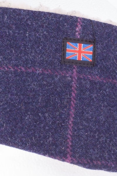 Ladies Sherpa Lined Tweed Headband - Navy