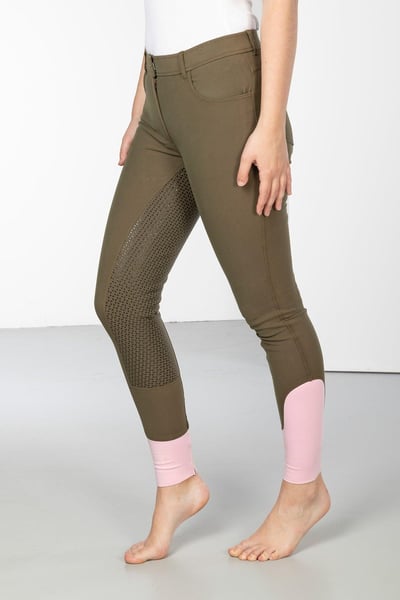Ladies Askwith Sports Grip 'Grippy Sticky Seat' Jodhpurs - Khaki