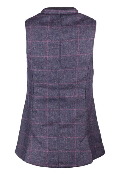 Ladies Button Up Tweed Waistcoat - Bramham - Navy Tweed