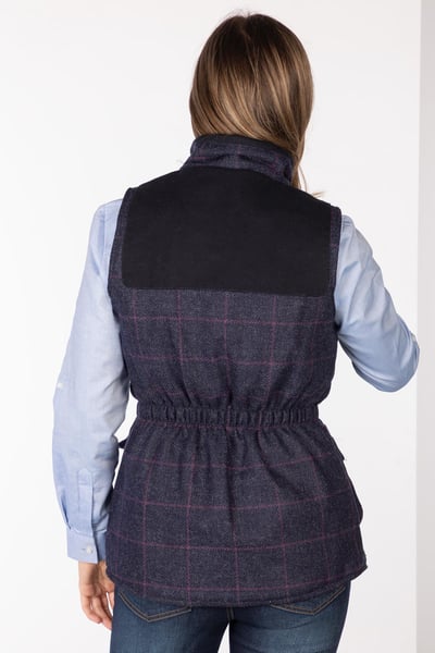 Chaleco de tweed para mujer - Belton III - Cuadro azul marino