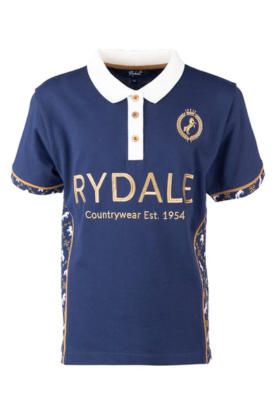 Junior Equestrian Patterned Polo Shirt - Muston - Navy