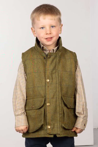 Toddler Fleece Lined Tweed Waistcoat – Derby - Mid Check