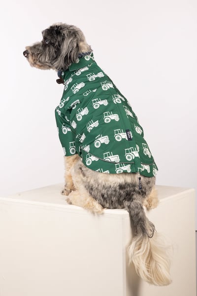 Patterned Dog Raincoats - Yapham - Tractor Green